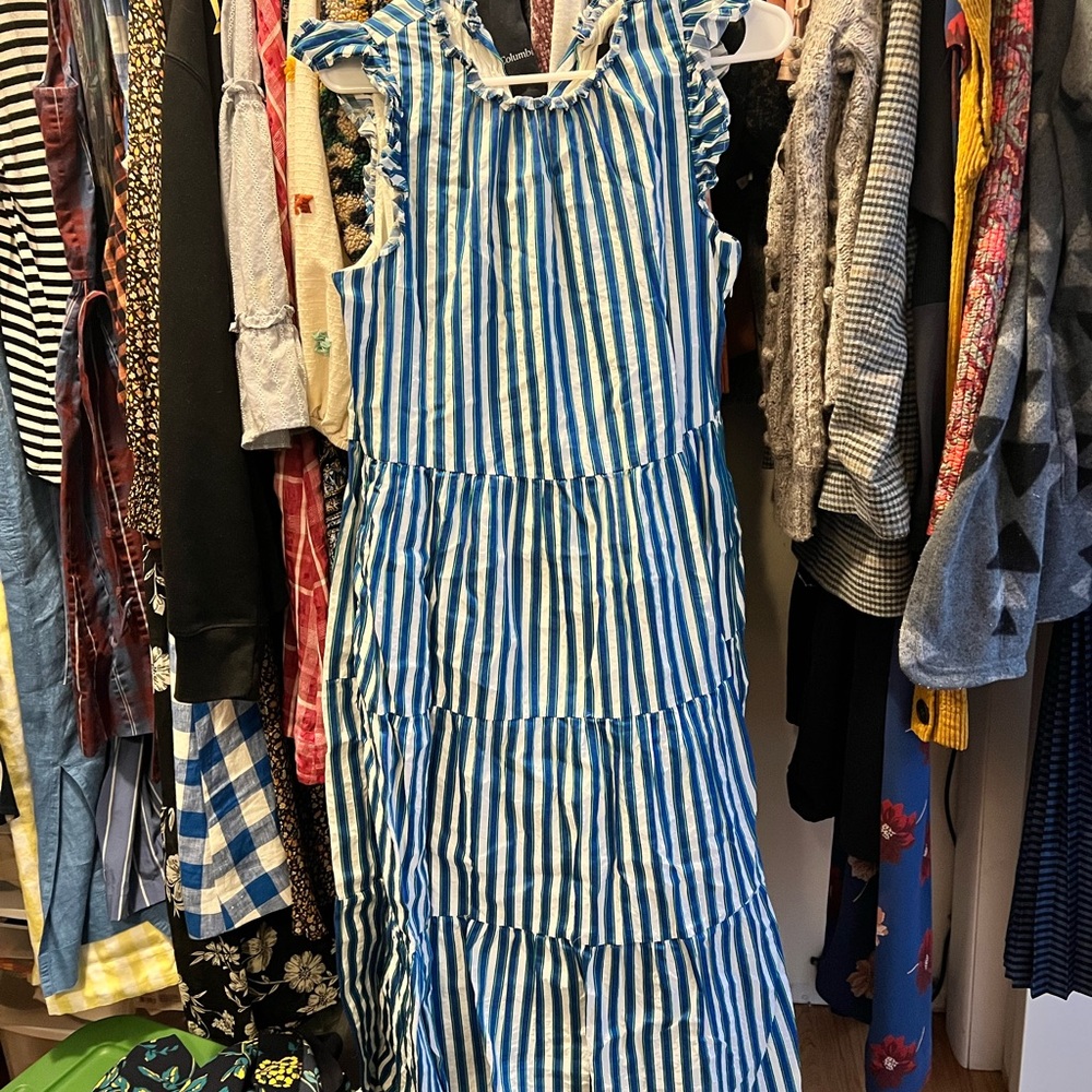 J. Crew Blue and White Striped Dress